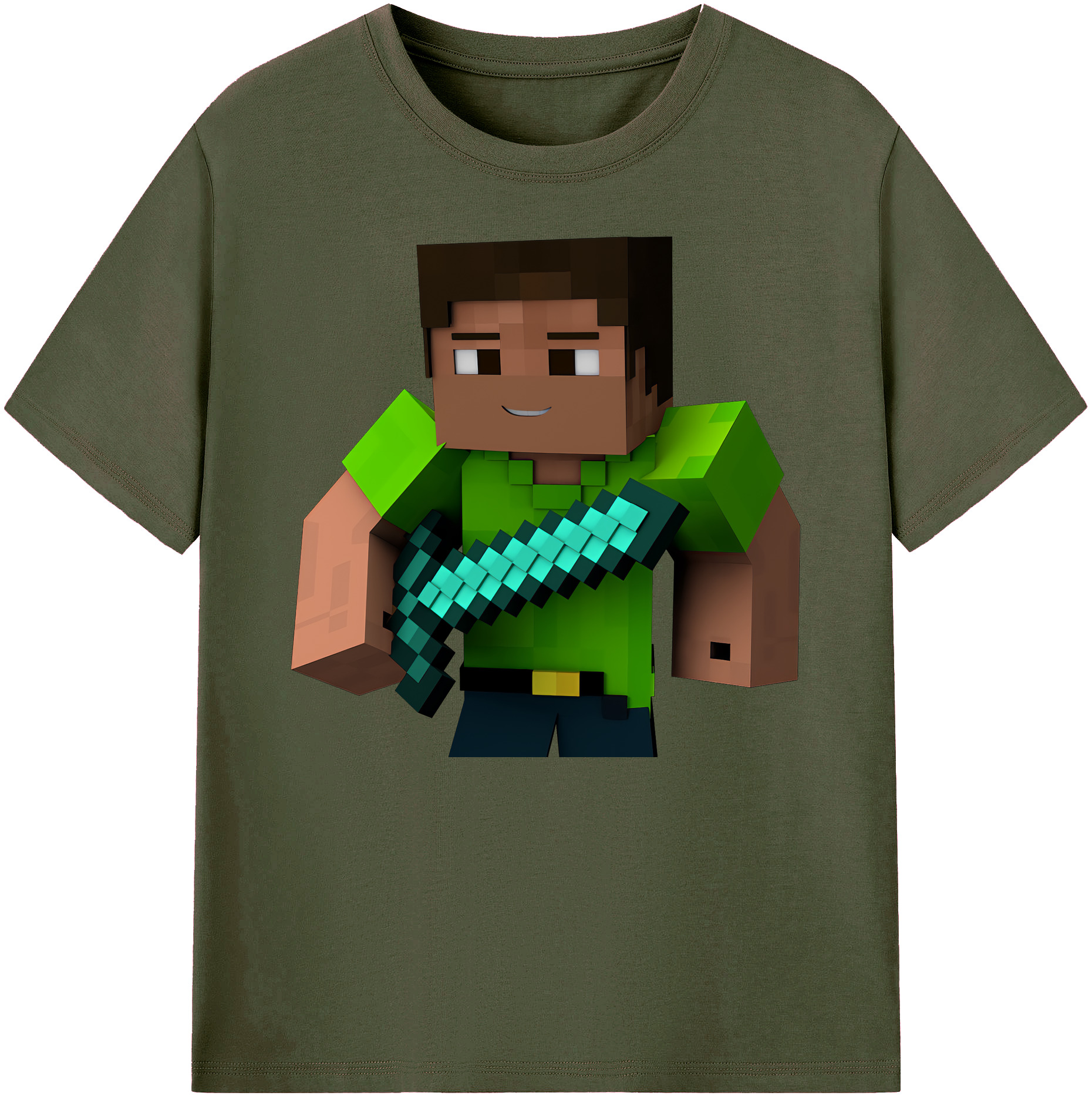 （画像用） マインクラフト ブロックの世界 Minecraft MC Block world 綿100％ メンズ半袖Tシャツ｜肌触りやわらか＆通気性